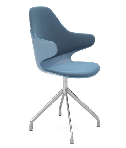 P-Shaped Blue Upholstered Visitor Chair