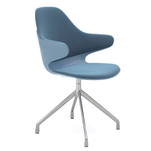 P-Shaped Blue Upholstered Visitor Chair