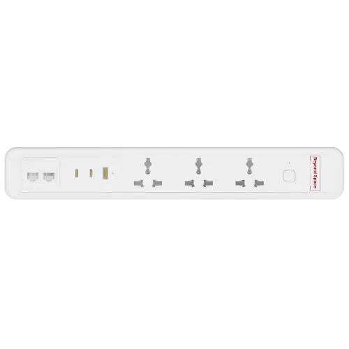 3-Power PDU with 65W Fast Charger, USB & Dual Network Ports